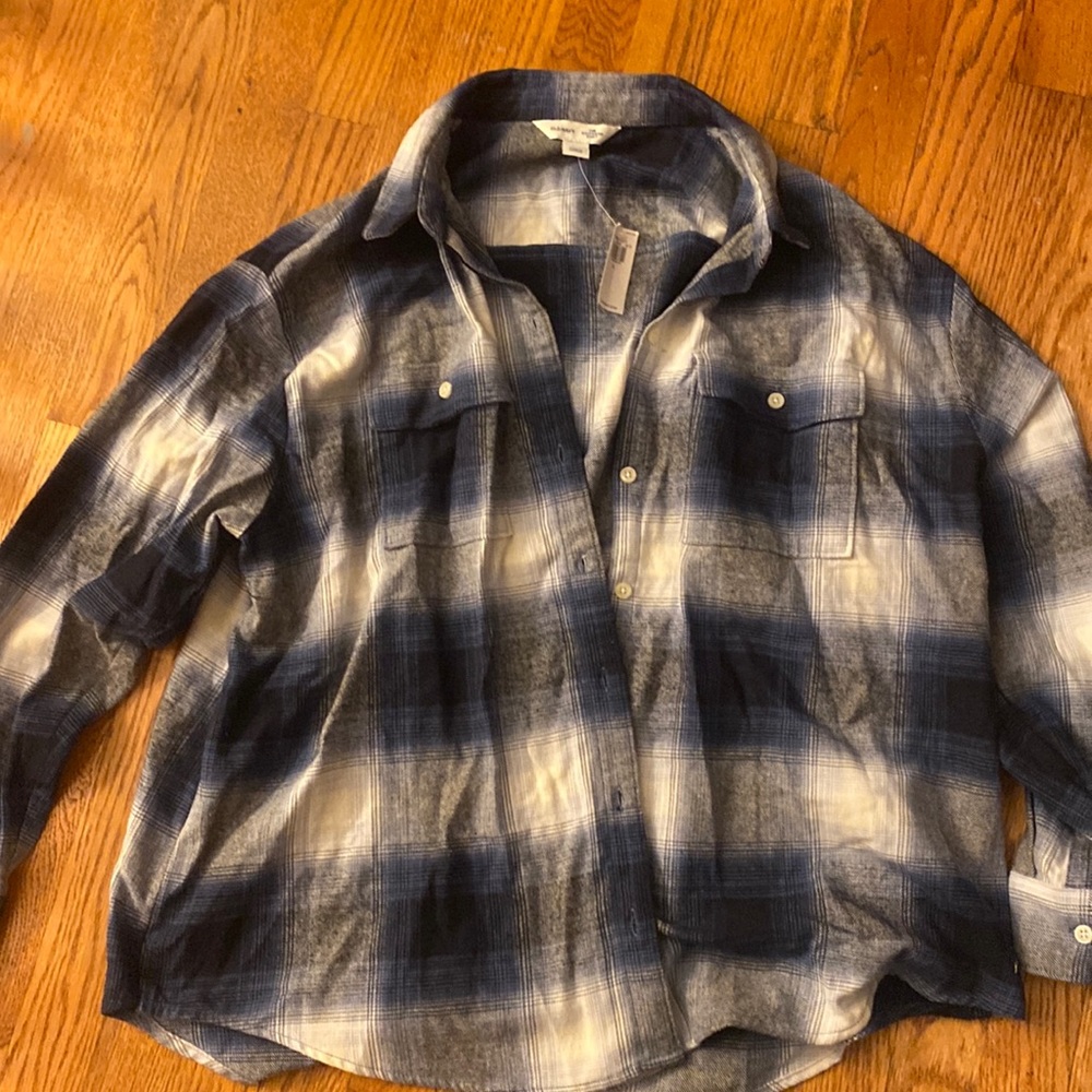 blue and white flannel xtra baggy boyfriend fit